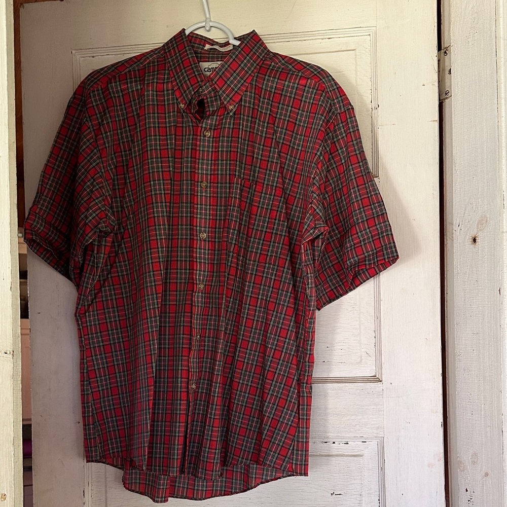 Vintage Campus Red Plaid Button-Down Shirt